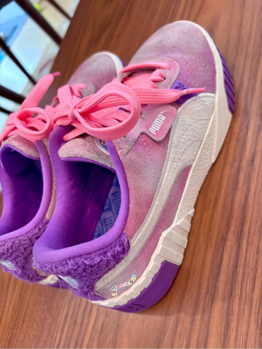 Puma Kids Pink and Purple Lace-Up Sneakers (Squish mellow theme)